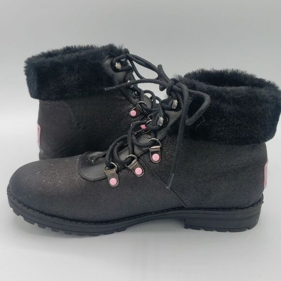 Juicy Couture Castro Valley Black Glitter Combat Boots - Picture 6 of 12